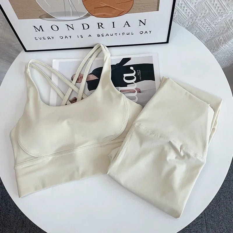 2024 New 2 Piece Yoga Set Breathable Fitness Suit Cross Back Yoga Tops Peach Butt Yoga Pants Pilates Running Fitness Suit - FitHealthHavenFitHealthHavenFitHealthHaven14:200070701White;5:361385WhiteL2024 New 2 Piece Yoga Set Breathable Fitness Suit Cross Back Yoga Tops Peach Butt Yoga Pants Pilates Running Fitness Suit