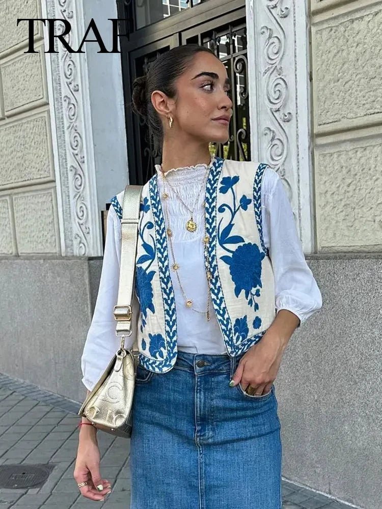 2025 Women Fashion Floral Embroidery Vest Vintage Sleeveless Waistcoat Ouertwear Female Streetwear Chic Vests Tops - FitHealthHavenFitHealthHavenFitHealthHaven14:771as picture;5:100014066as pictureXS（old）2025 Women Fashion Floral Embroidery Vest Vintage Sleeveless Waistcoat Ouertwear Female Streetwear Chic Vests Tops
