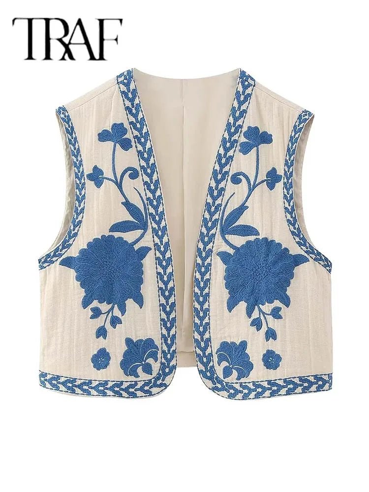 2025 Women Fashion Floral Embroidery Vest Vintage Sleeveless Waistcoat Ouertwear Female Streetwear Chic Vests Tops - FitHealthHavenFitHealthHavenFitHealthHaven14:771as picture;5:100014066as pictureXS（old）2025 Women Fashion Floral Embroidery Vest Vintage Sleeveless Waistcoat Ouertwear Female Streetwear Chic Vests Tops