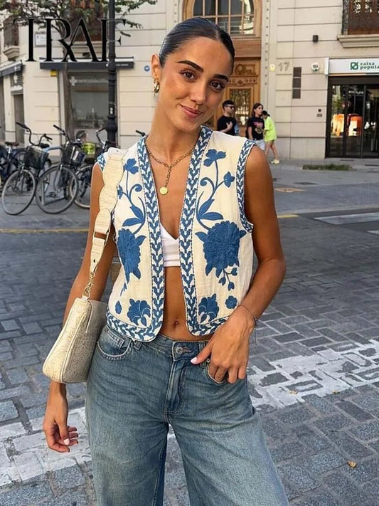 2025 Women Fashion Floral Embroidery Vest Vintage Sleeveless Waistcoat Ouertwear Female Streetwear Chic Vests Tops - FitHealthHavenFitHealthHavenFitHealthHaven14:771as picture;5:100014066as pictureXS（old）2025 Women Fashion Floral Embroidery Vest Vintage Sleeveless Waistcoat Ouertwear Female Streetwear Chic Vests Tops