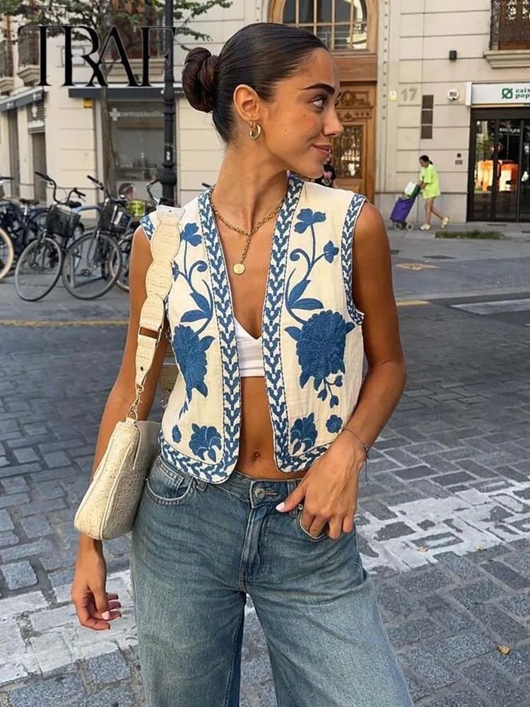 2025 Women Fashion Floral Embroidery Vest Vintage Sleeveless Waistcoat Ouertwear Female Streetwear Chic Vests Tops - FitHealthHavenFitHealthHavenFitHealthHaven14:771as picture;5:100014066as pictureXS（old）2025 Women Fashion Floral Embroidery Vest Vintage Sleeveless Waistcoat Ouertwear Female Streetwear Chic Vests Tops