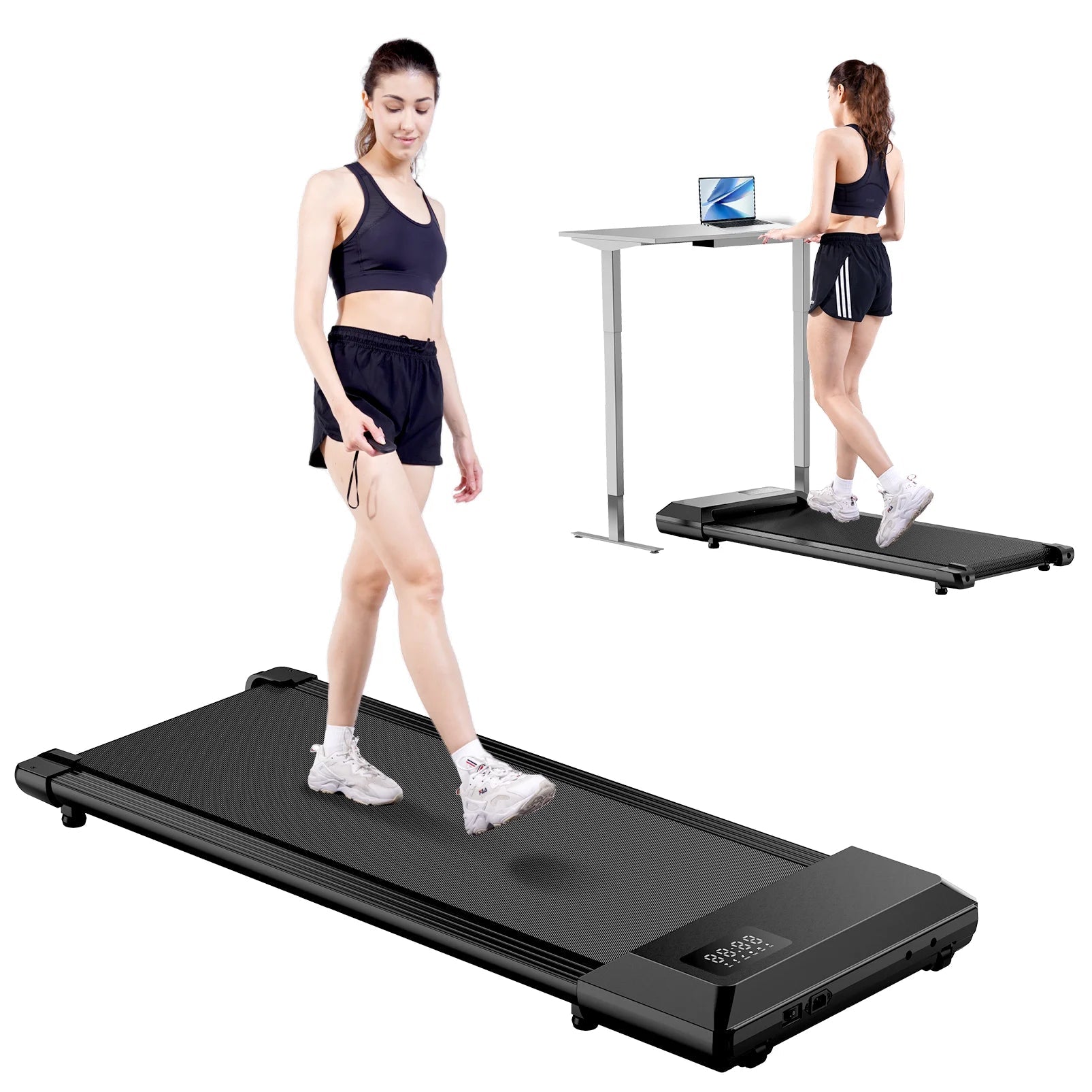 2in1 Walking Pad Mini Treadmill Portable for Home&Office Under Desk LCD Screen Max 250lbs Quiet Treadmills Exercise Machine - FitHealthHavenFitHealthHavenFitHealthHaven14:193Black;200007763:201336106BlackUnited States2in1 Walking Pad Mini Treadmill Portable for Home&Office Under Desk LCD Screen Max 250lbs Quiet Treadmills Exercise Machine