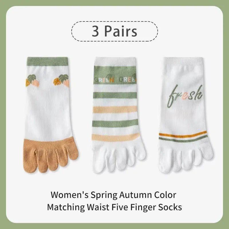 3 Pairs of Women's Spring and sSummer Season Cute and Sweet Fashionable Striped Flower Comfortable Five-finger Split-toe Socks - FitHealthHavenFitHealthHavenFitHealthHaven14:200008882WBA1-2-3G;5:200000912WBA1-2-3GOne Size3 Pairs of Women's Spring and sSummer Season Cute and Sweet Fashionable Striped Flower Comfortable Five-finger Split-toe Socks