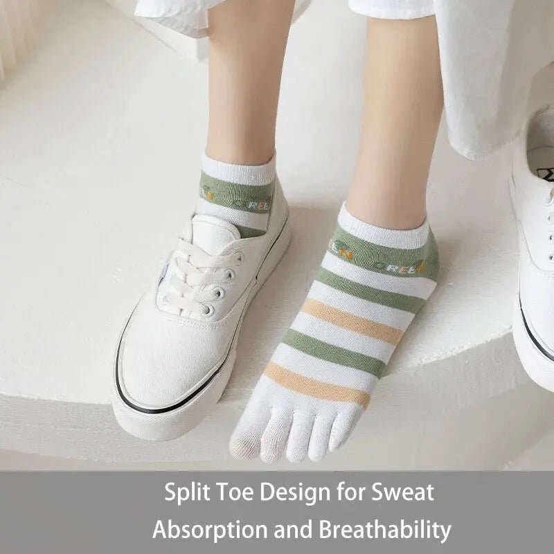 3 Pairs of Women's Spring and sSummer Season Cute and Sweet Fashionable Striped Flower Comfortable Five-finger Split-toe Socks - FitHealthHavenFitHealthHavenFitHealthHaven14:200003699WBA4-5-6G;5:200000912WBA4-5-6GOne Size3 Pairs of Women's Spring and sSummer Season Cute and Sweet Fashionable Striped Flower Comfortable Five-finger Split-toe Socks