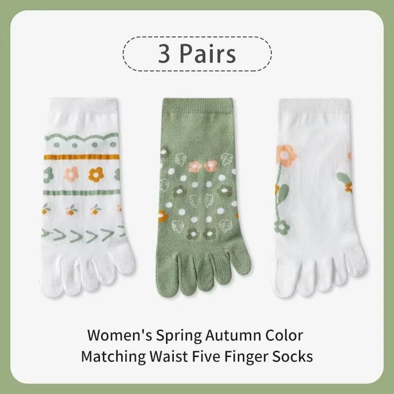 3 Pairs of Women's Spring and sSummer Season Cute and Sweet Fashionable Striped Flower Comfortable Five-finger Split-toe Socks - FitHealthHavenFitHealthHavenFitHealthHaven14:200003699WBA4-5-6G;5:200000912WBA4-5-6GOne Size3 Pairs of Women's Spring and sSummer Season Cute and Sweet Fashionable Striped Flower Comfortable Five-finger Split-toe Socks
