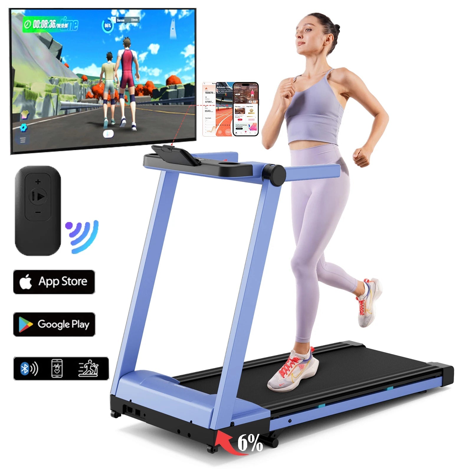 3.5HP Foldable Incline Home Treadmill Walking Pad with Handle Bar Holder 350LBS Capacity Touch Screen Smart App Data Monitoring - FitHealthHavenFitHealthHavenFitHealthHaven14:173Blue Black;200007763:201336106Blue BlackUnited States3.5HP Foldable Incline Home Treadmill Walking Pad with Handle Bar Holder 350LBS Capacity Touch Screen Smart App Data Monitoring