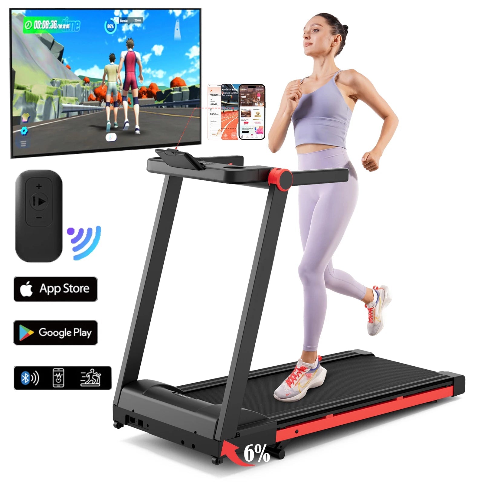 3.5HP Foldable Incline Home Treadmill Walking Pad with Handle Bar Holder 350LBS Capacity Touch Screen Smart App Data Monitoring - FitHealthHavenFitHealthHavenFitHealthHaven14:193Black Red;200007763:201336106Black RedUnited States3.5HP Foldable Incline Home Treadmill Walking Pad with Handle Bar Holder 350LBS Capacity Touch Screen Smart App Data Monitoring