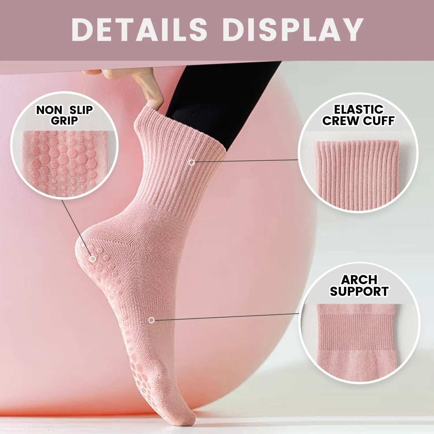 4-6 pairs of women's yoga socks, solid color midsole anti slip grip yoga Pilates ballet socks - FitHealthHavenFitHealthHavenFitHealthHaven14:496heibaihuifenzilvheibaihuifenzilv4-6 pairs of women's yoga socks, solid color midsole anti slip grip yoga Pilates ballet socks