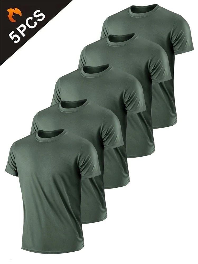 5PCS Men's Solid Color Ultralight Quick Dry Sport T-Shirt, Breathable Lightweight Top For Fitness Training Workout Running Gym - FitHealthHavenFitHealthHavenFitHealthHaven14:2000048895pcs-5ArmyGreen;5:1000140665pcs-5ArmyGreenXS（old）5PCS Men's Solid Color Ultralight Quick Dry Sport T-Shirt, Breathable Lightweight Top For Fitness Training Workout Running Gym