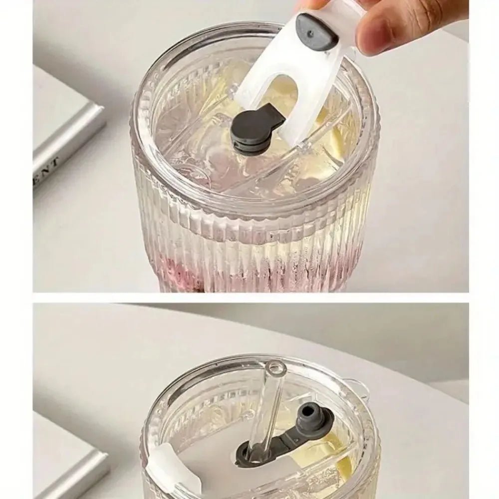 600ml Stripe Glass Cup with Lid and Straw Transparent Drinking Glasses for Juice Water and Iced Coffee Cups Mug Drinkware - FitHealthHavenFitHealthHavenFitHealthHaven14:193400ml;26:200007962400-600ml400ml400-600ml600ml Stripe Glass Cup with Lid and Straw Transparent Drinking Glasses for Juice Water and Iced Coffee Cups Mug Drinkware