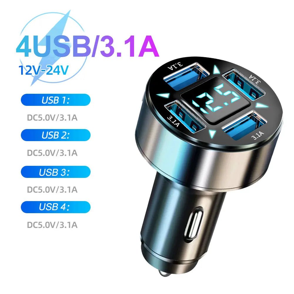66-250W PD Car Charger QC3.0 Fast Charge One to Six Car Cigarette Lighter Plug Car Charger Flash Charge with Digital Display - FitHealthHavenFitHealthHavenFitHealthHaven200000182:104 Port Volt display4 Port Volt display66-250W PD Car Charger QC3.0 Fast Charge One to Six Car Cigarette Lighter Plug Car Charger Flash Charge with Digital Display