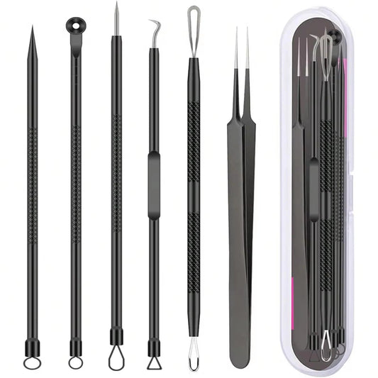 6pcs/set Acne Removal Needle and Clip Stainless Steel Tool Blackhead Removal Blemishes Facial Skin Care Beauty Facial Pore Clean - FitHealthHavenFitHealthHavenFitHealthHaven14:1936PC-Black6PC-Black6pcs/set Acne Removal Needle and Clip Stainless Steel Tool Blackhead Removal Blemishes Facial Skin Care Beauty Facial Pore Clean