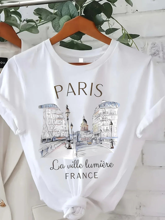 90s T Shirt Paris Women Print T-shirt Girl Short Sleeve Crew Neck Casual Top for Summer Spring Women's Clothing - FitHealthHavenFitHealthHavenFitHealthHaven14:771FQ800T White;5:361385LFQ800T White90s T Shirt Paris Women Print T-shirt Girl Short Sleeve Crew Neck Casual Top for Summer Spring Women's Clothing