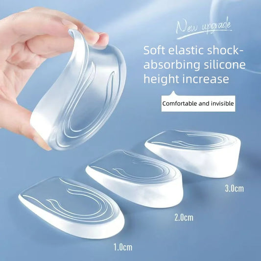 1 Dual Hidden Height Enhancement Insoles with Non-Slip Silicone Heel Cushion for Men