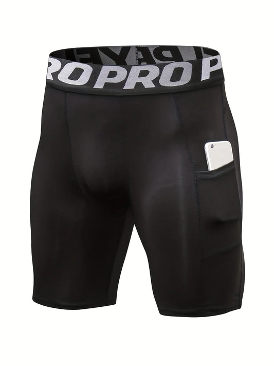 Compression Shorts Men with Pocket, Spandex Running Shorts Sport Athletic Workout Performance Underwear
