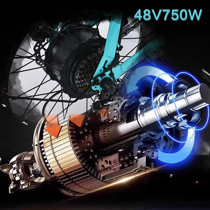 US Stock AKEZ 48V 750W Retro Off-Road Electric Bike 13Ah Battery Powerful Fat Tire E-Bike for Adults