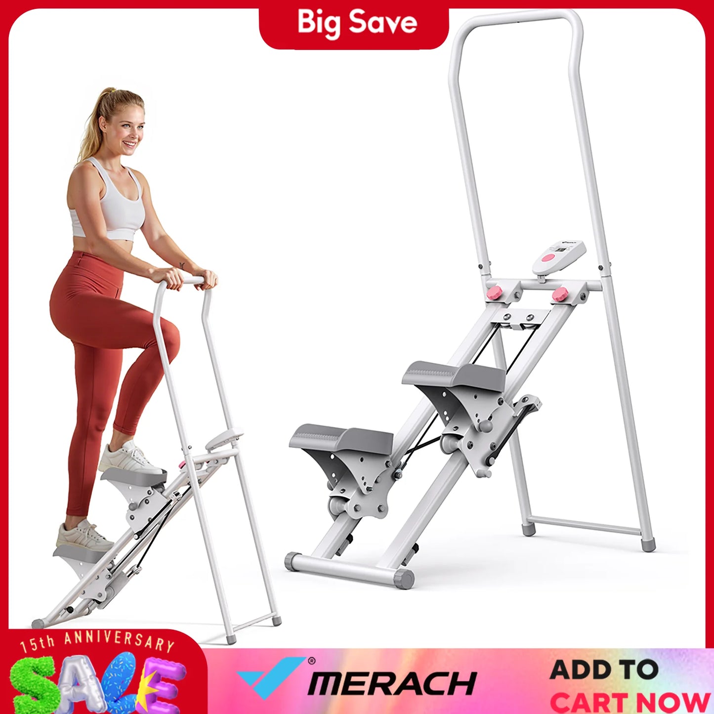 MERACH Stair Stepper for Home Gym Exercise New Version Vertical Climber Machine Full-Body Workout Compact Folding Cardio Stepper