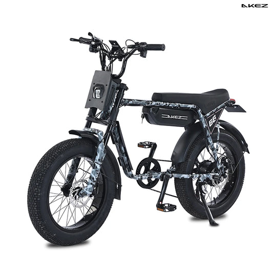 US Stock AKEZ 48V 750W Off-Road E-Bike 13Ah Battery Retro Electric Fat Tire Bike for Adults All-Terrain Riding