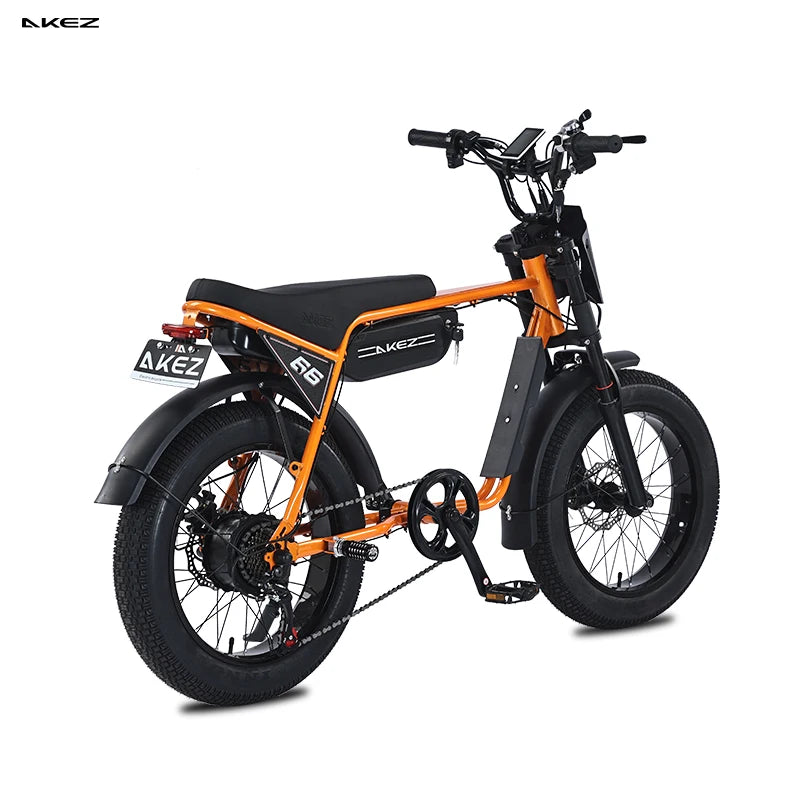 US Stock AKEZ 48V 750W Retro Off-Road Electric Bike 13Ah Battery Powerful Fat Tire E-Bike for Adults