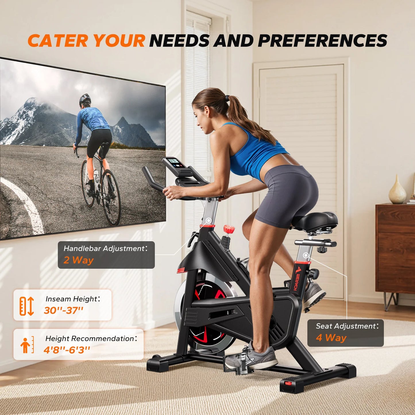 MERACH Exercise Bike S38 Indoor Cycling Magnetic Resistance Exclusive App 300lbs Capacity Comfortable Seat for Home&Weight Loss