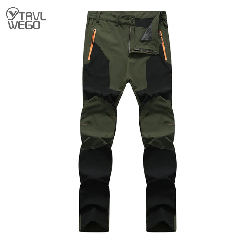 TRVLWEGO Men Summer Hiking Pants Camping Trousers Wear-resistant Water Splash Prevention Quick Dry UV Resistant Elastic Thin