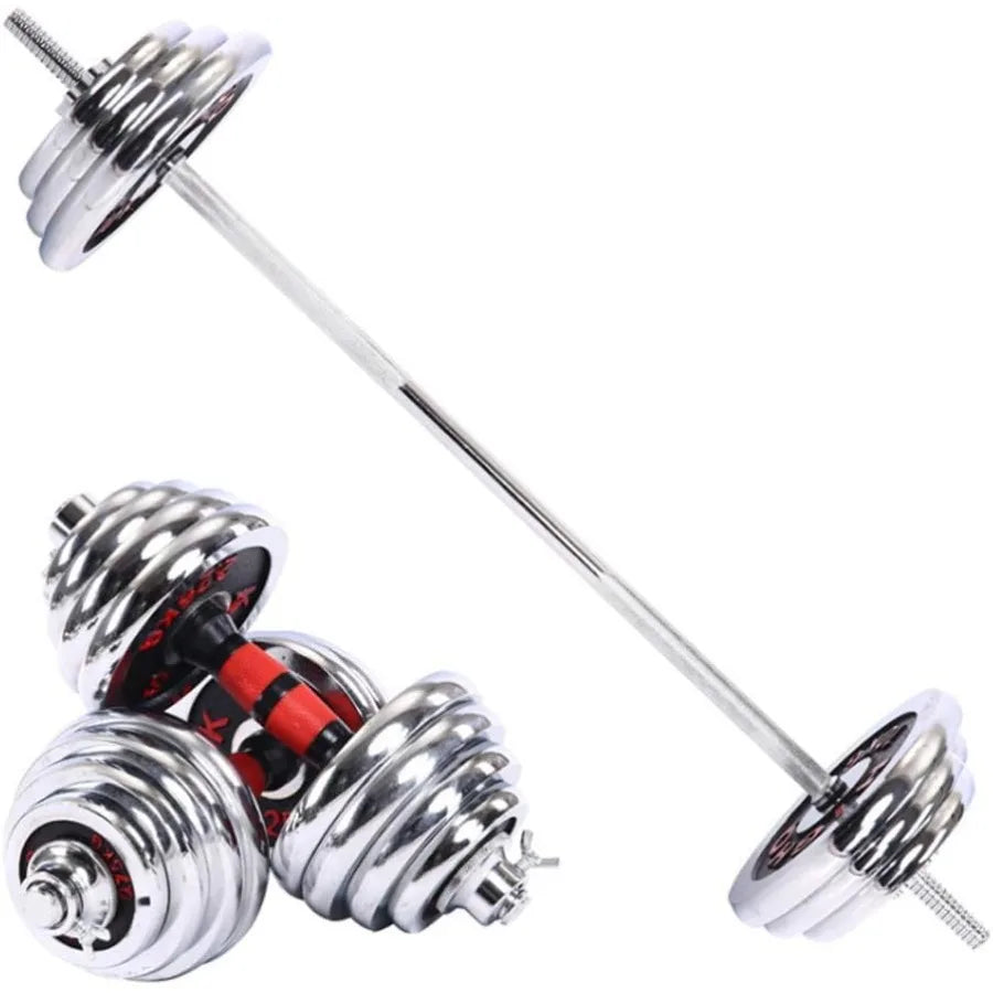 Cast Iron Adjustable Dumbbell Barbell Set 110LB 66LB 44LB Weight with Connecting Rod 2 in 1 Home Body Workout Exercise Equipmen