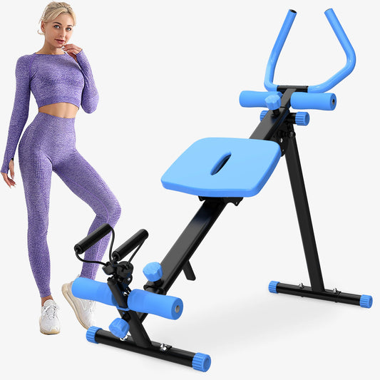 4-in-1 Ab Exercise Equipment - Rowing Machine, Leg Press Machine, Ab Glider Machine, Roman Chair, Fitness Workout Equipment for