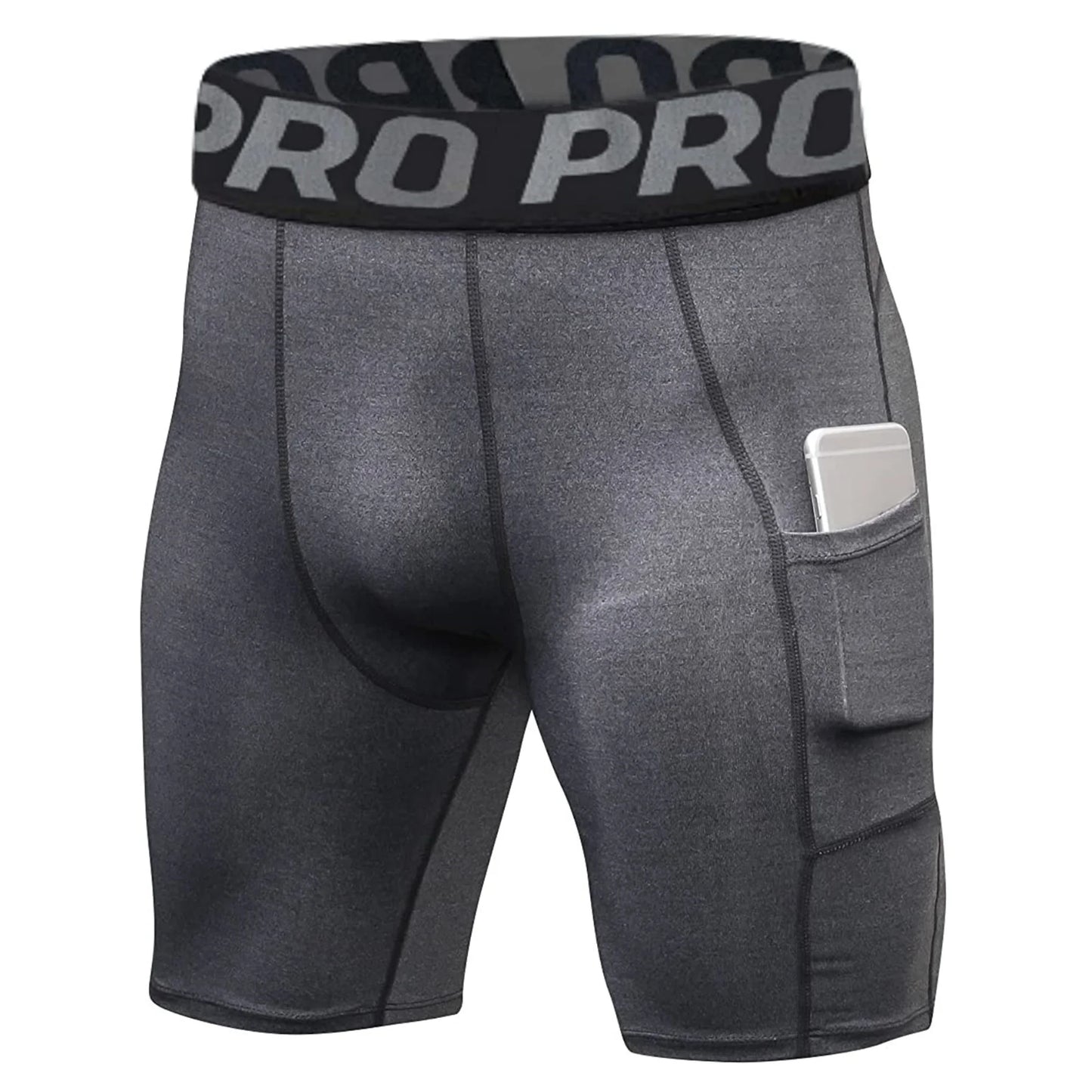 Compression Shorts Men with Pocket, Spandex Running Shorts Sport Athletic Workout Performance Underwear