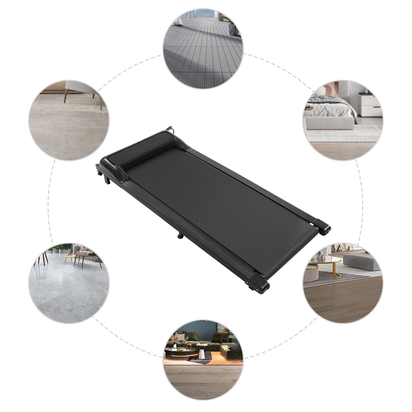 Under Desk Treadmill for Home Office, 2.25HP Quiet Portable Walking Jogging Machine with LED Display, Remote Control, 1-6km/h Speed, 100kg/220.46lbs Capacity, No Assembly Required, Easy Storage Under Bed