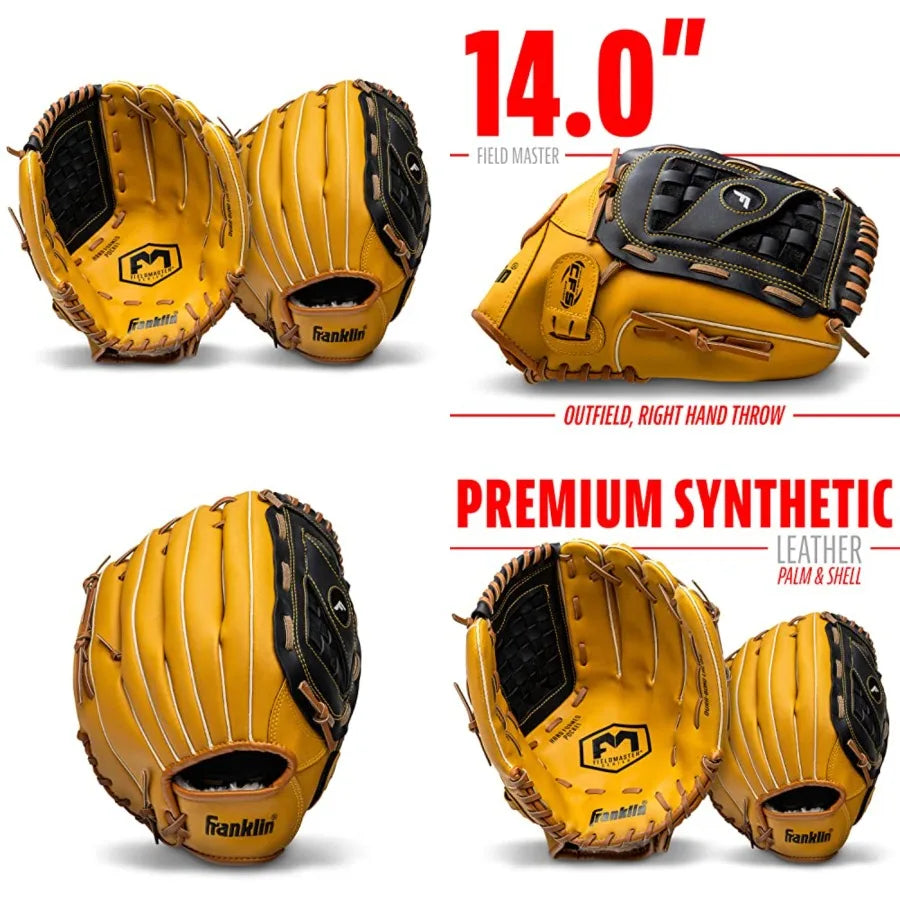 Field Master Baseball + Softball Glove - Field Master Adult + Youth Baseball + Softball Mitt - Men's + Women's Gloves