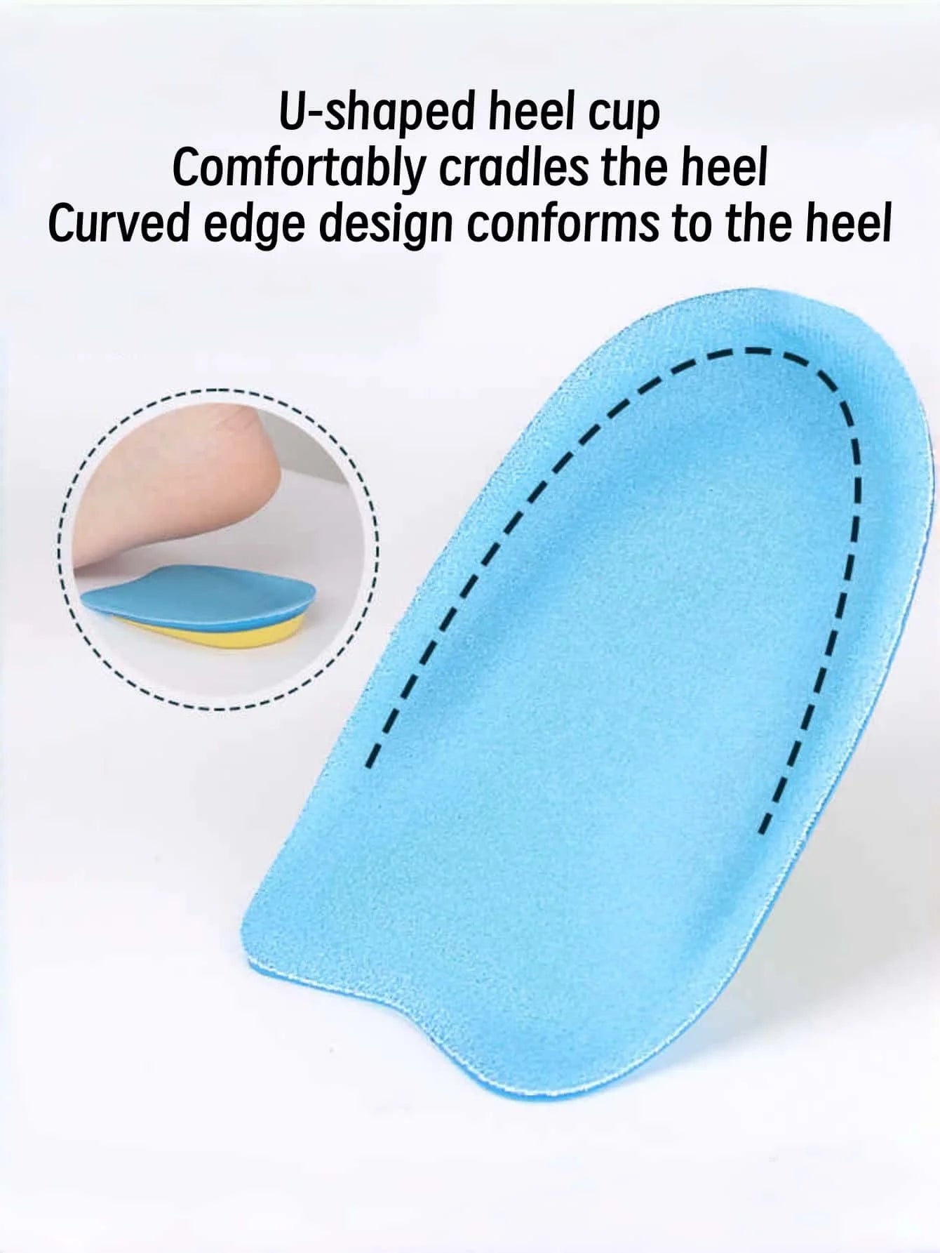 1 Pair Heel Pain Relief Cushion Pad with Pu Gel Heel Cup for Anti-Spurs, Shock-Absorbing Insole for Sports Shoes
