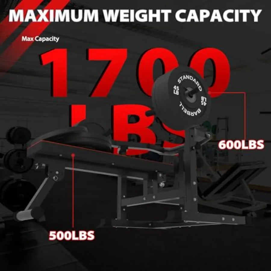 Adjustable Chest Press Machine with Independent Converging Arms Flat/Incline Weight Bench for Home Gym AB Workout Strength Trai