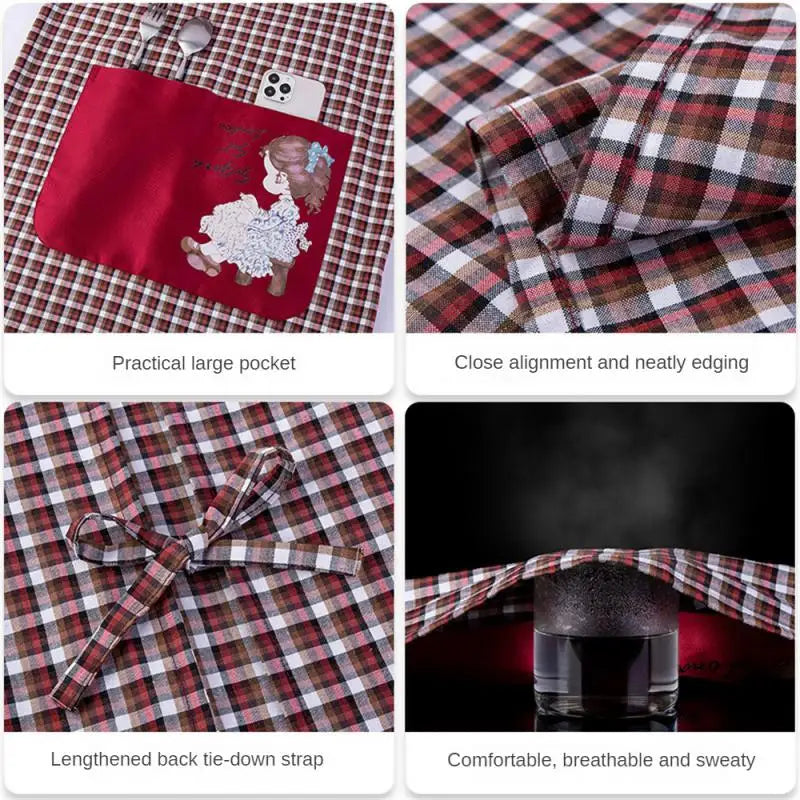 Household Women Kitchen Apron Wear Resistant Cartoon Girl Restaurant Uniform Breathable Cloth Antifouling Work Apron