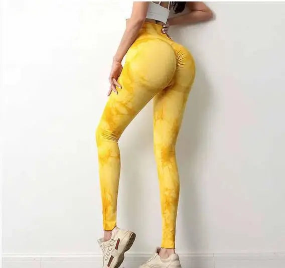 Tie Dye Yoga Leggings Sport Tights Women Seamless High Waist Push Up Butt Woman Leggings Fitness Workout Leggins Gym Clothing