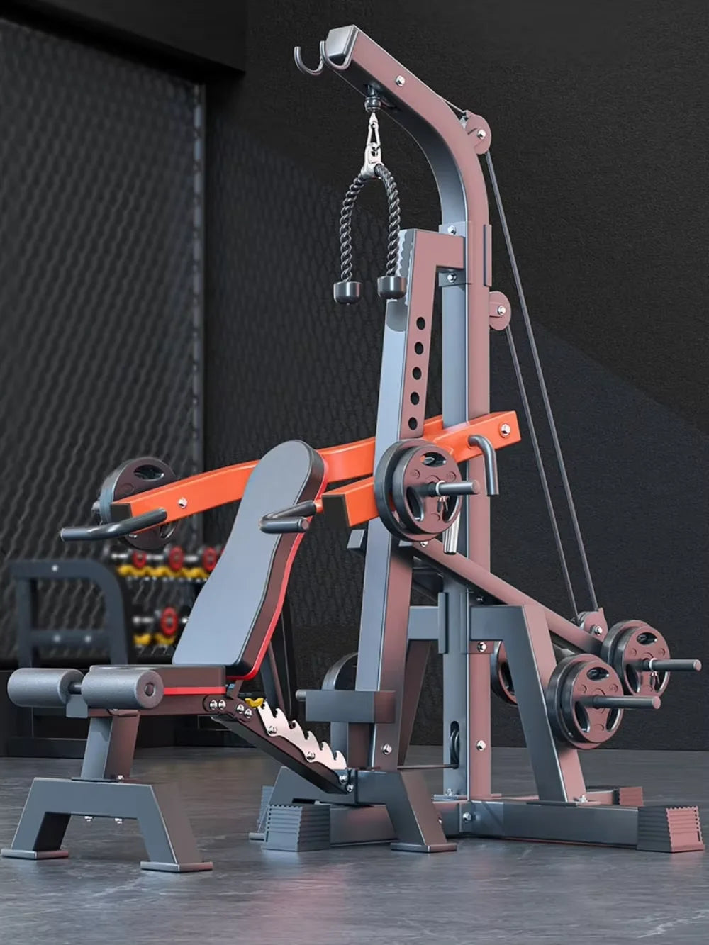 Multifunctional Deep Squatting Machine, Household Fitness Equipment, Horizontal Push, High Position Pull-down Hip Bridge Machine