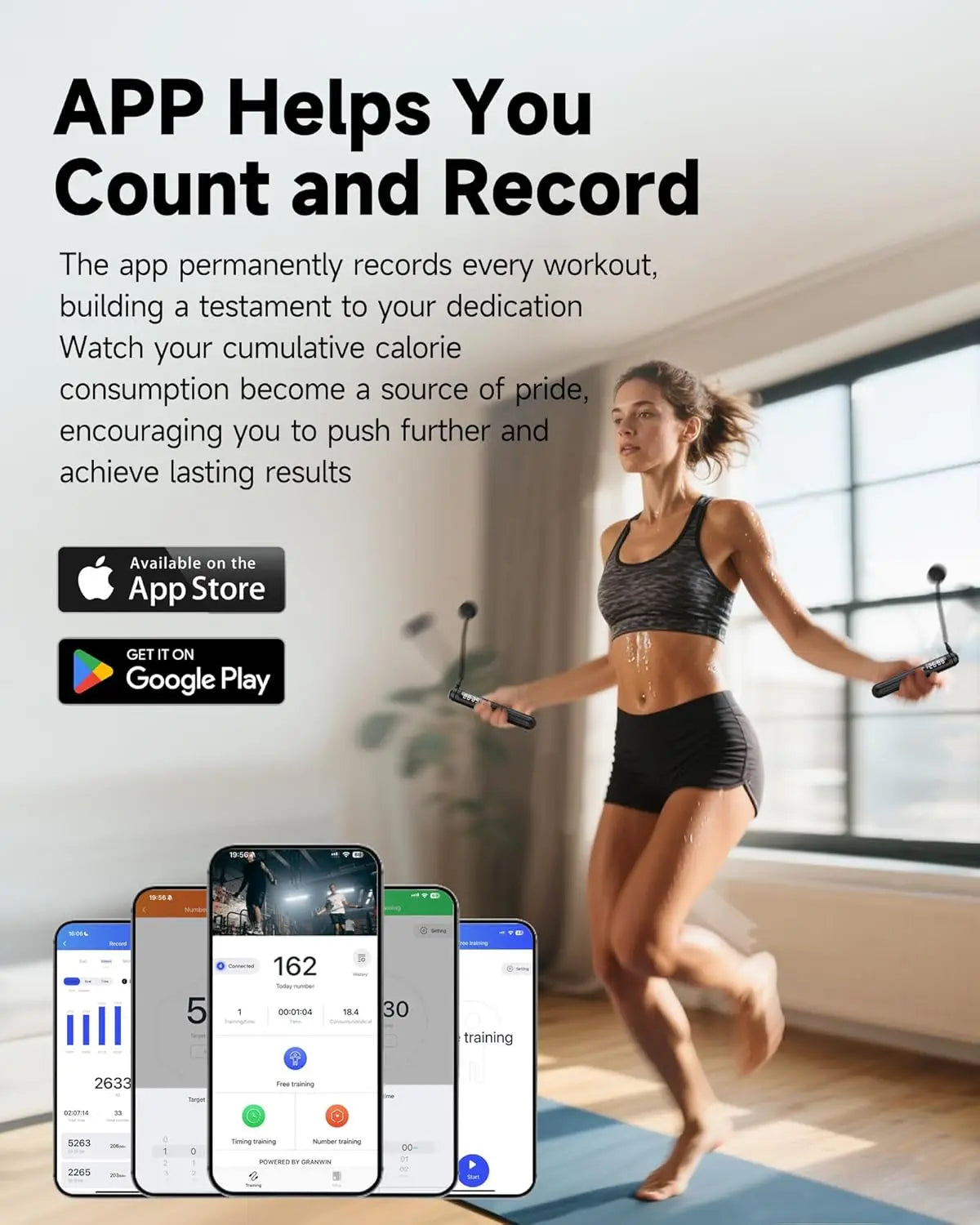 2 in 1 Smart Jump Rope: Cordless & Corded, APP Control, Adjustable for Home & Outdoor Cardio