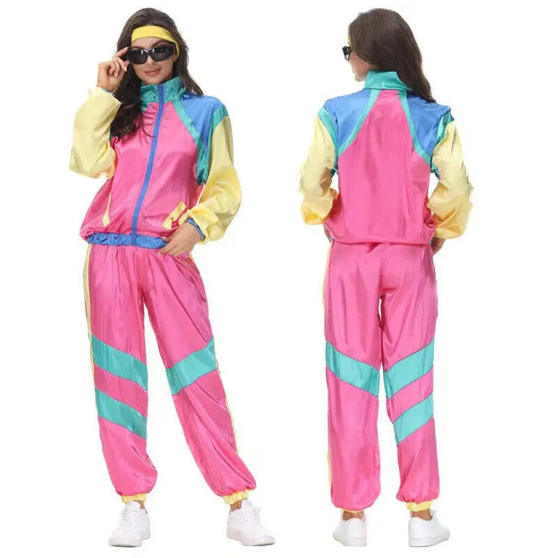 Mens 80s 90s Shell Suit Costume Adult Sports  Neon  Dress Outfit   cosplay costumes  anime cosplay