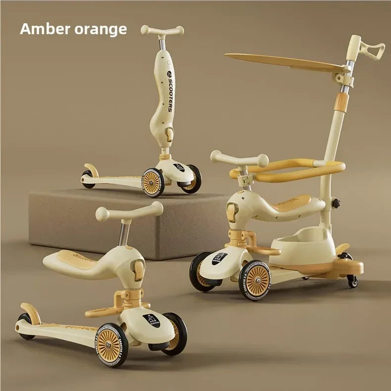 Scooter Voor Kinderen Vouwen 3 Wiel Skateboard Driewieler Baby Draagbare Kinderwagen Hoverboard Speelt Muziek Balans Multimodaal