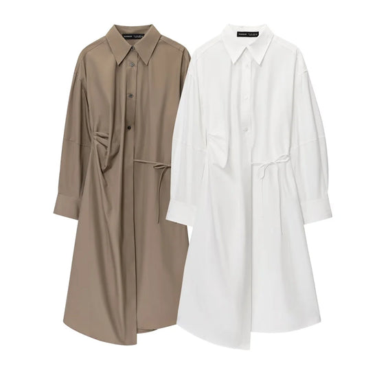 Women's new casual simple shirt dress long skirt