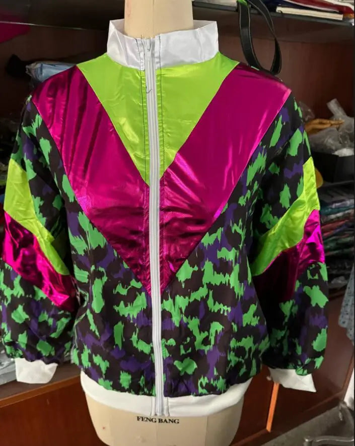 Mens 80s 90s Shell Suit Costume Adult Sports  Neon  Dress Outfit   cosplay costumes  anime cosplay