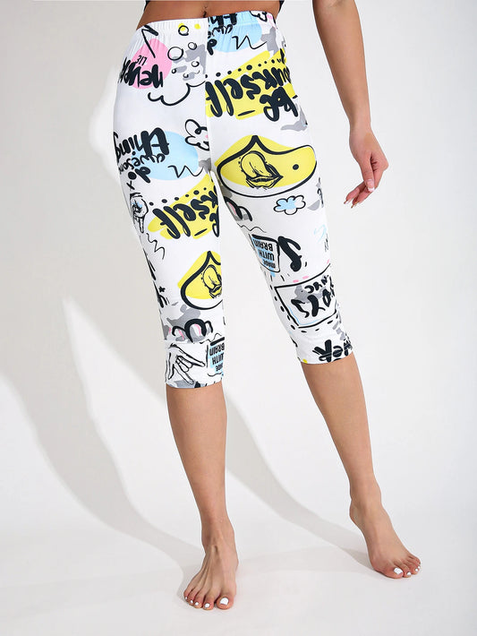 Spring Summer Fashion Casual Women's High Stretch Legging White Yellow Fitness Sports Sexy Yoga Tight Seven Point Pencil Pants