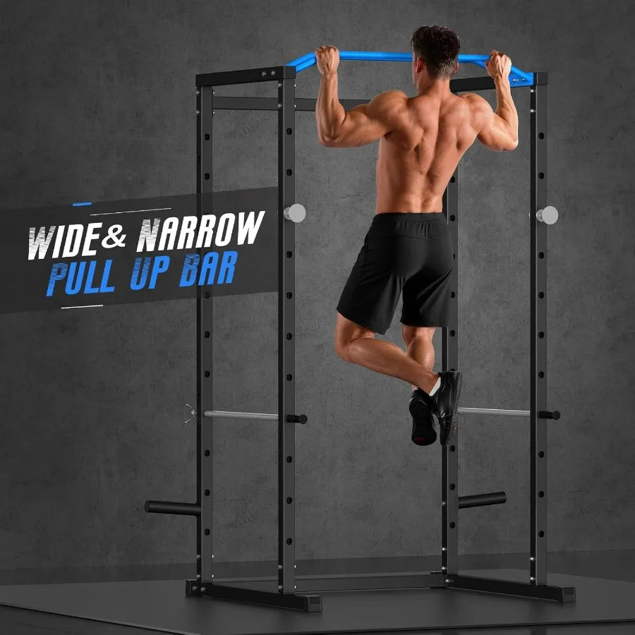 Power Cage MultiFunctional Squat Rack for Home Gym with Cable Crossover System 1600LBS Weight Capacity Strength Training Equipm