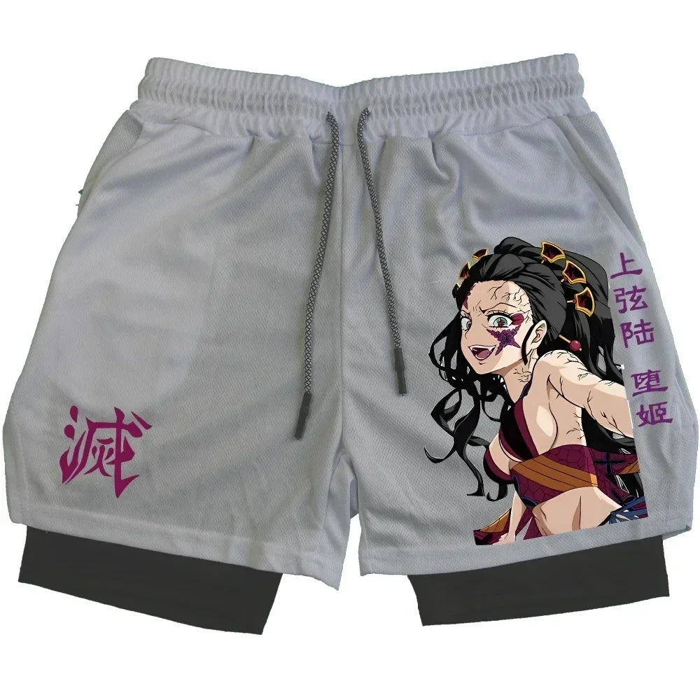 Outdoor Jogging Fitness Shorts Men's Printed Performance Double Layer Shorts Gym Workout Training Pants M-3xl