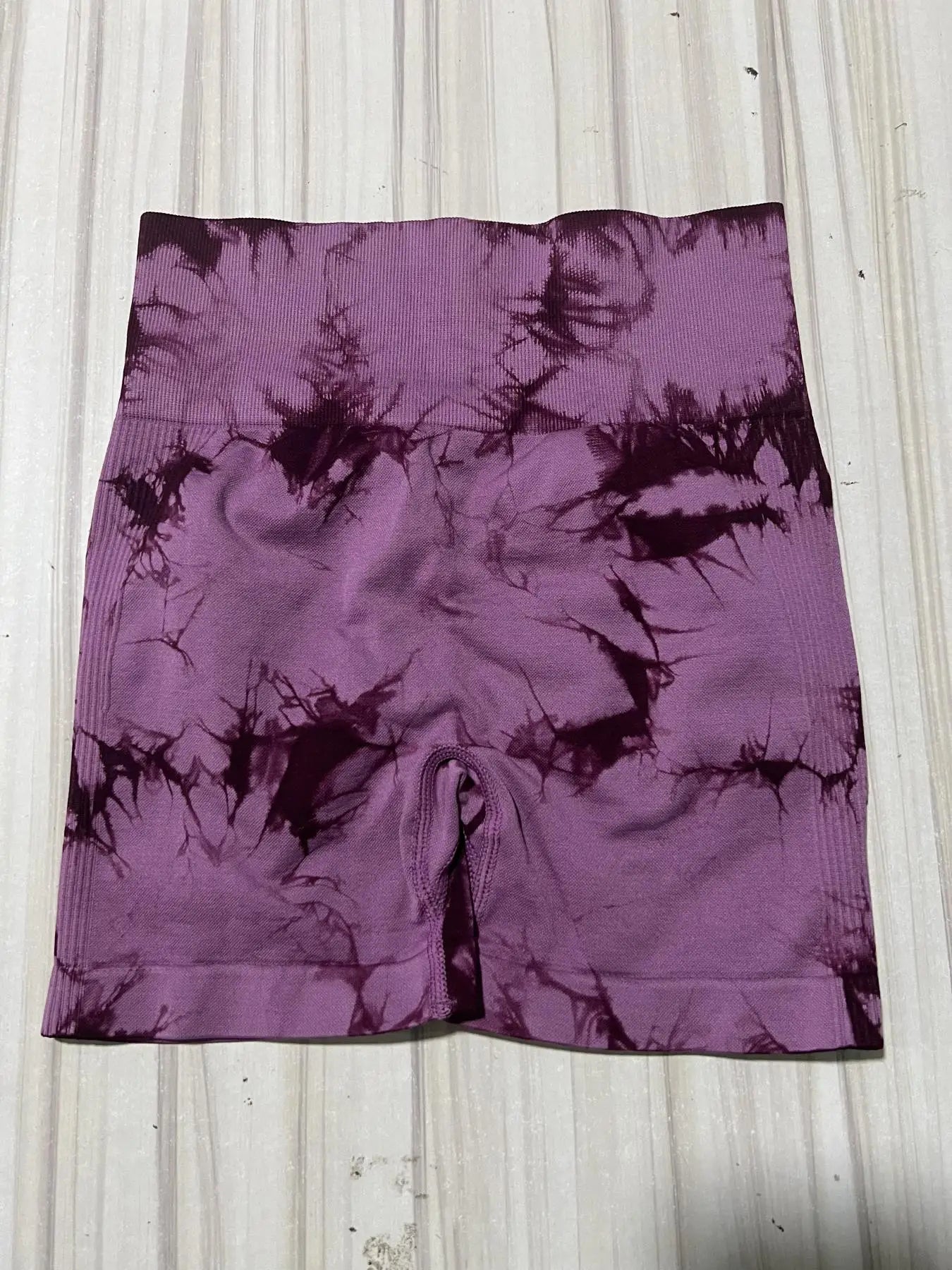 Women's Tie Dye Print Ruched High Waist Sports Shorts, Casual Comfy Breathable Seamless Skinny Shorts for Yoga Gym Workout