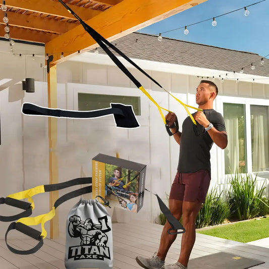 Suspended Training Belt with Bungee Storage Bag for Pull-ups, Pilates, Strength Training and Resistance Home Exercise Supplies