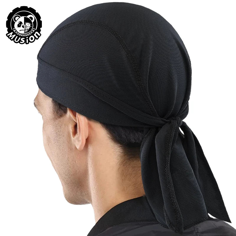 Musion Durag for Men Cycling Pirate Hat Breathable Mesh Pirate Bandana Cap Sweat Absorbent Helmet Inner Head Cover Skull Cap for