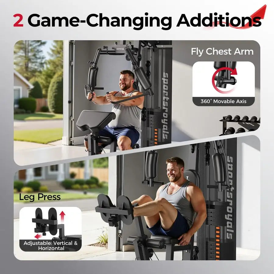 Home Gym Equipment, 150LBS Weight Stack, Full Body Workout Machine with Pulley System for Strength Training , Custom