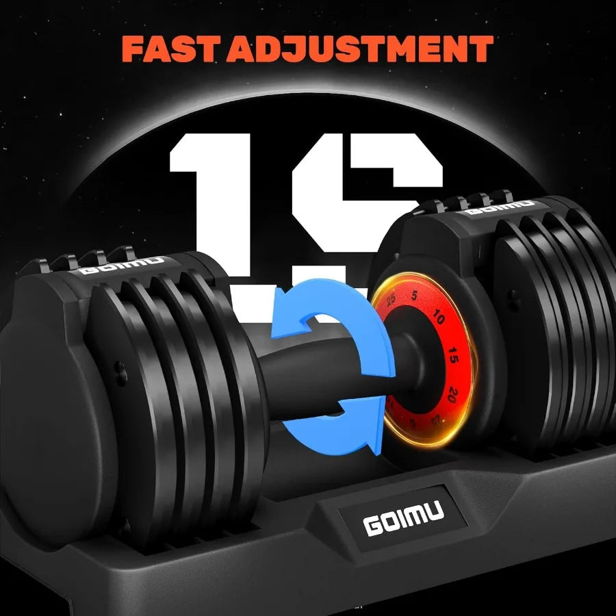 25LB Adjustable Dumbbell Set for Home Gym: 5in1 Free Weight with AntiSlip Handle Ideal for Strength Training Resistance Exercis