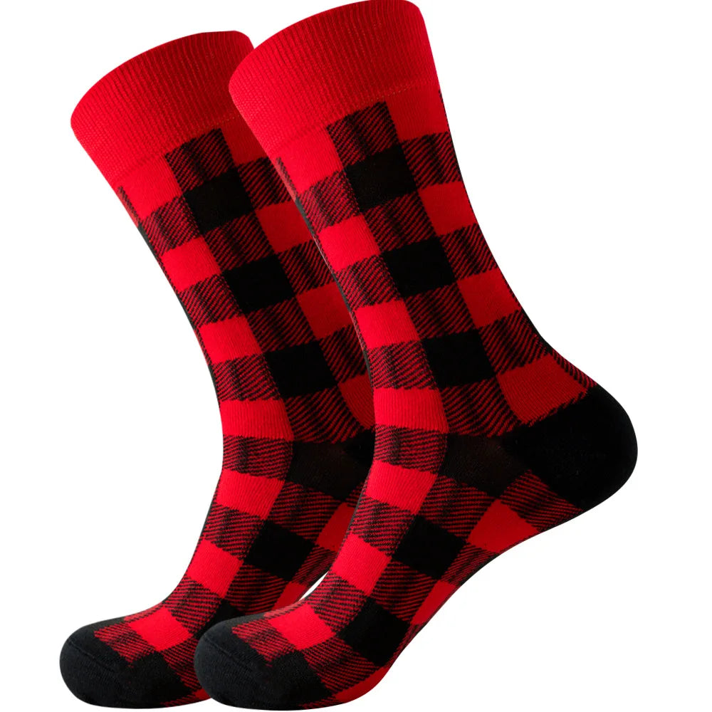Men's Happy socks Colorful striped women's socks High quality checkered diamond geometry Harajuku combed cotton socks gift socks