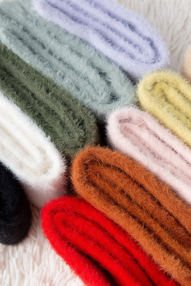 Women Girls Thick Coral Fleece Five Finger Socks Winter Warm Fluffy Toe Socks Soft Cozy Hosiery Female Anti-slip Floor Slippers
